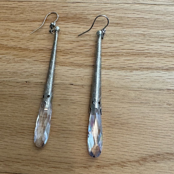 Vintage crystal dangle statement hook fancy earrings - Picture 3 of 5